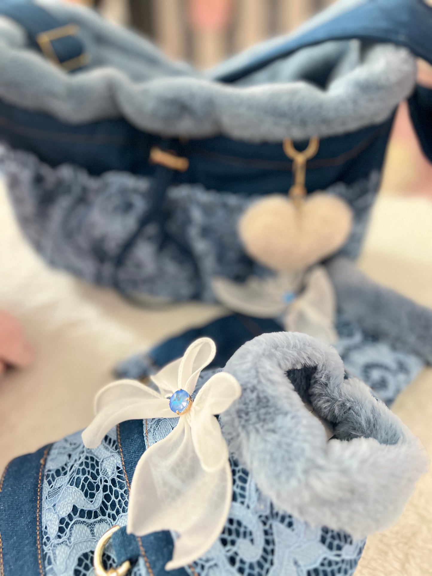 Moon Bag Jeans Lace Blu