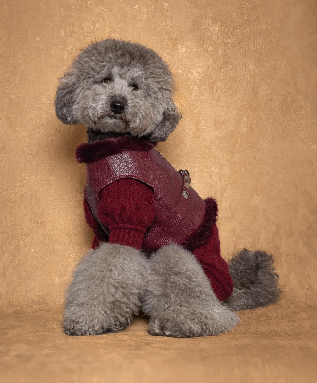 Pettorina Pelle ecofur  Borgogna