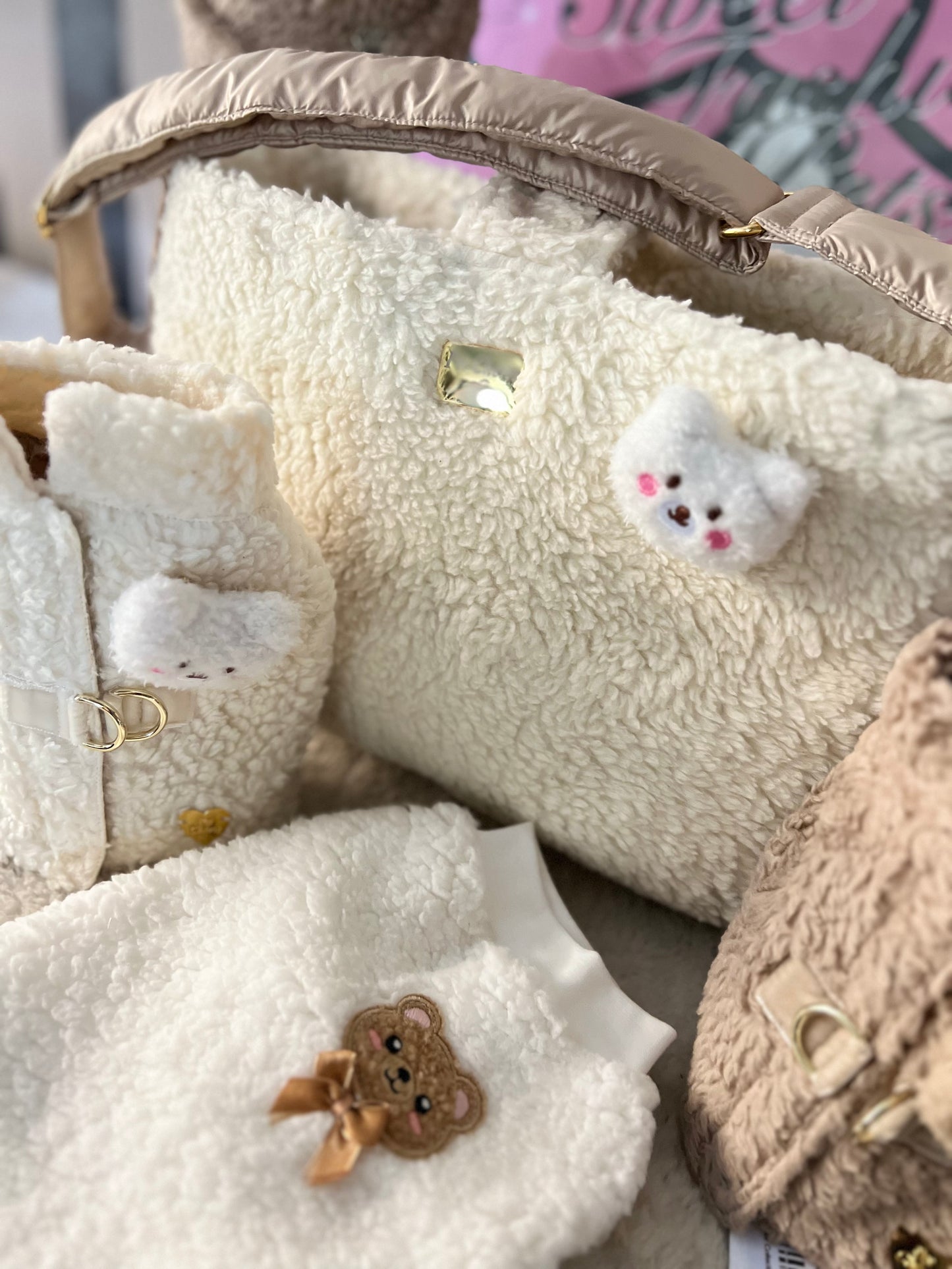 Teddy Bear Cotton Bag Ecru