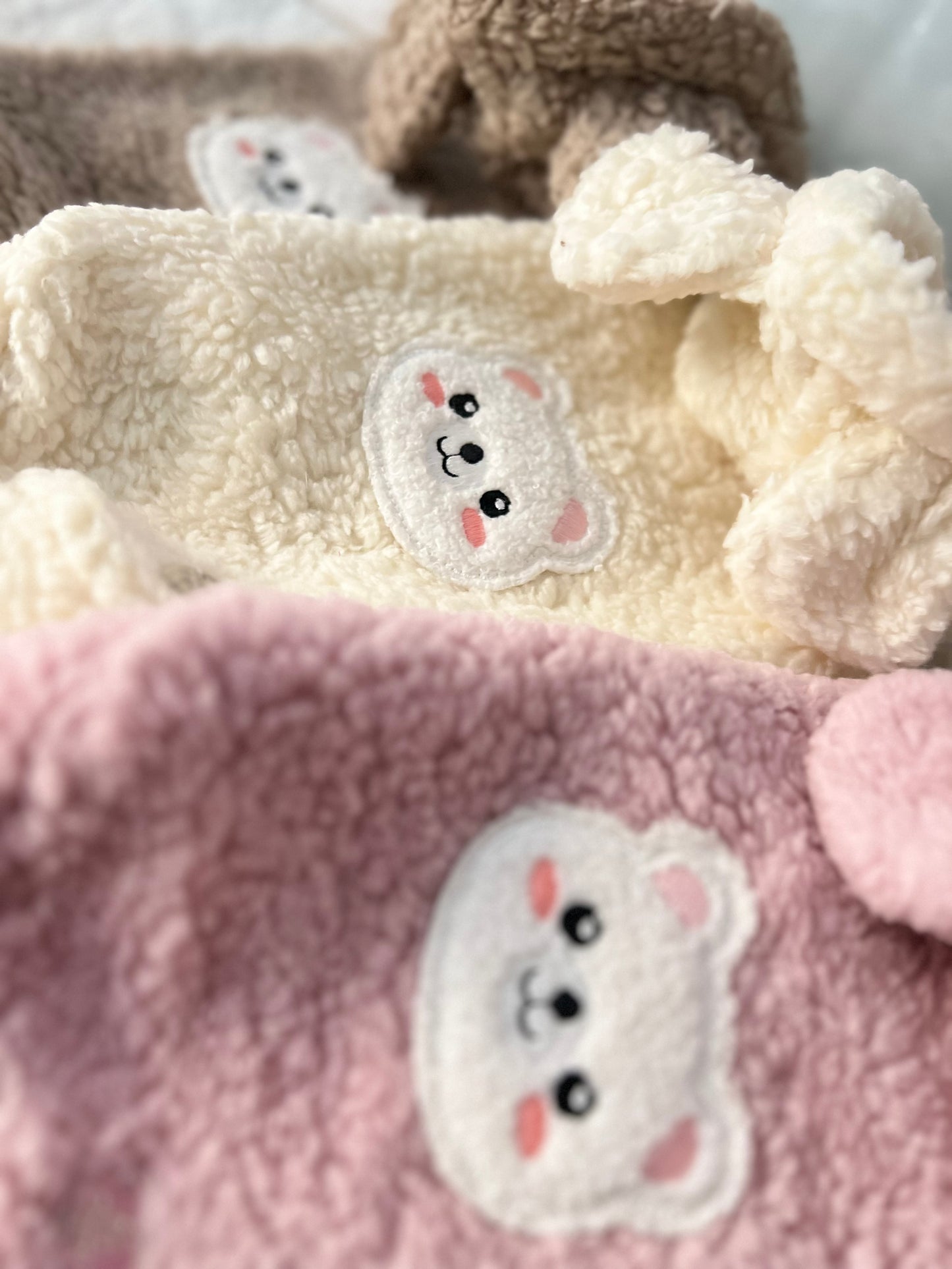 Teddy Bear Cotton Hoodie Sabbia