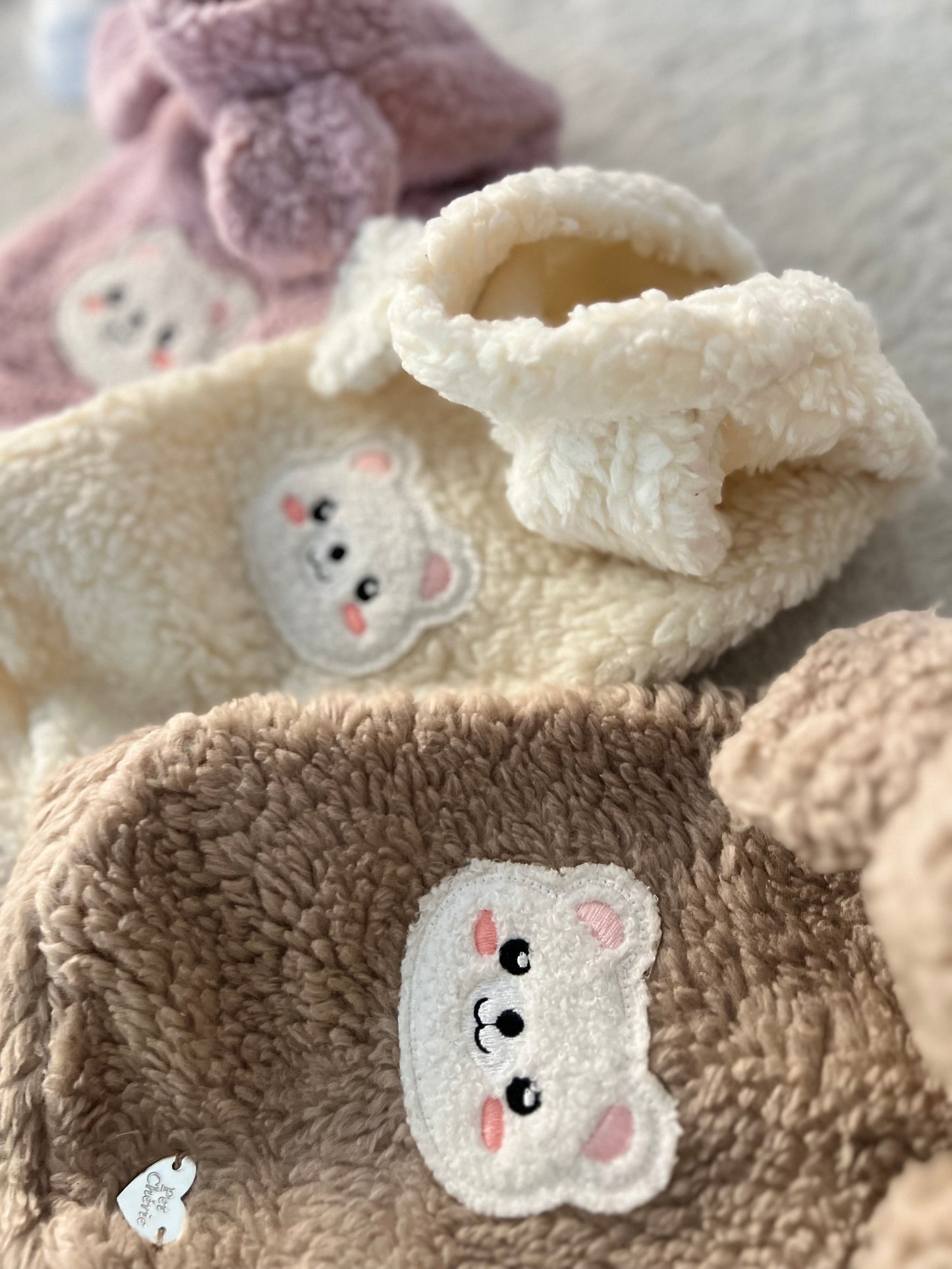 Teddy Bear Cotton Hoodie Sabbia