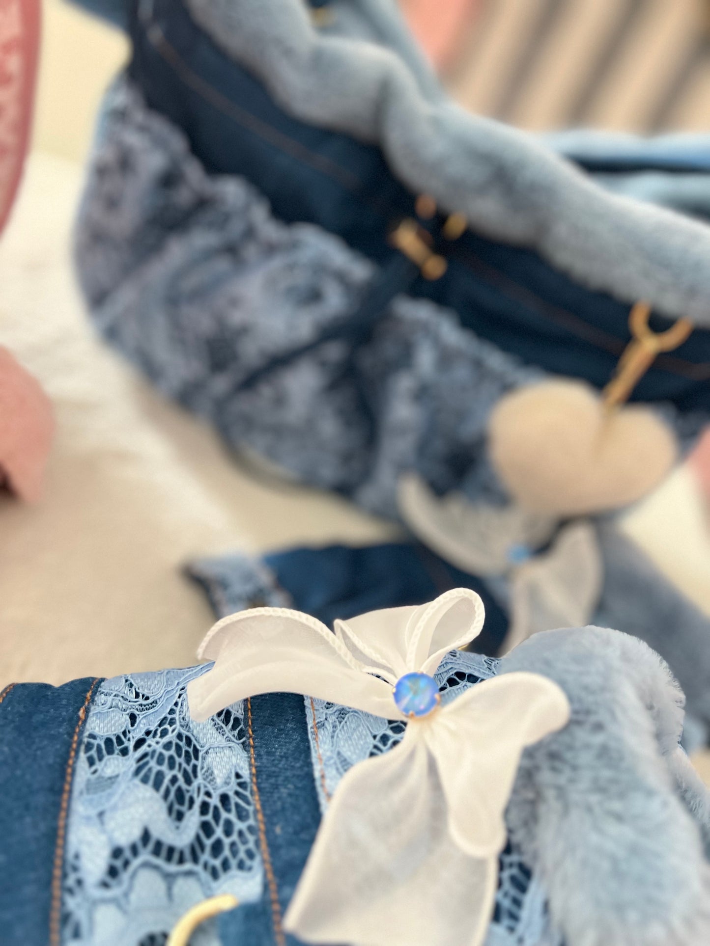 Moon Bag Jeans Lace Blu