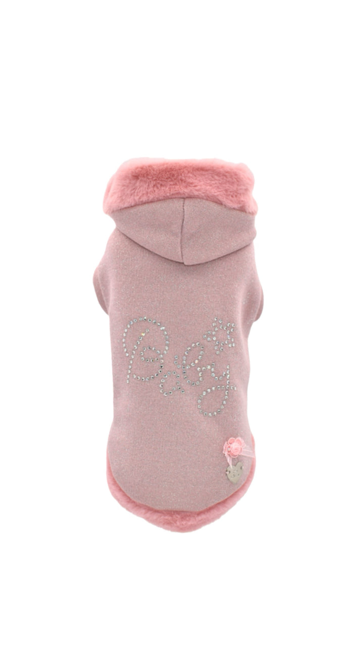 Baby Glitter Hoodie Rosa Antico