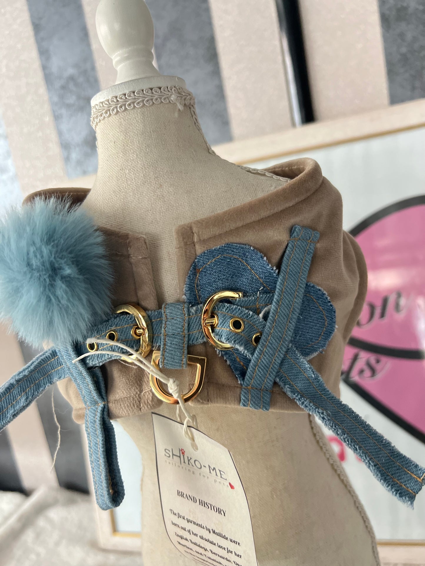 Mini Harness Special Velvet Azzurra