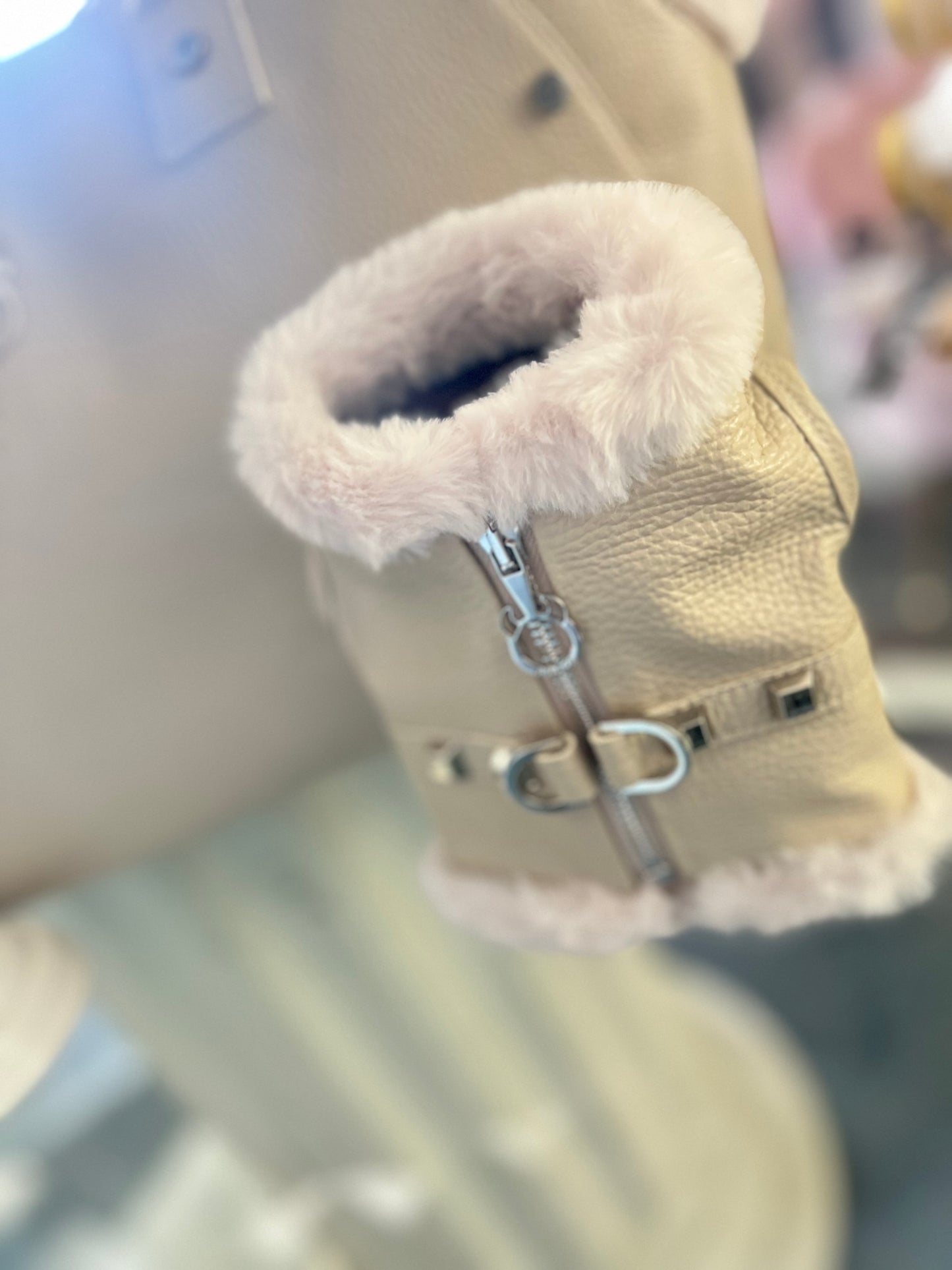 Pettorina Pelle ecofur Bianca