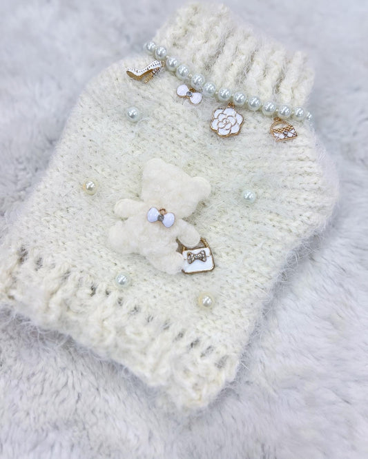 Pull Scalda Cuore Glamour TeddyBear Bianco