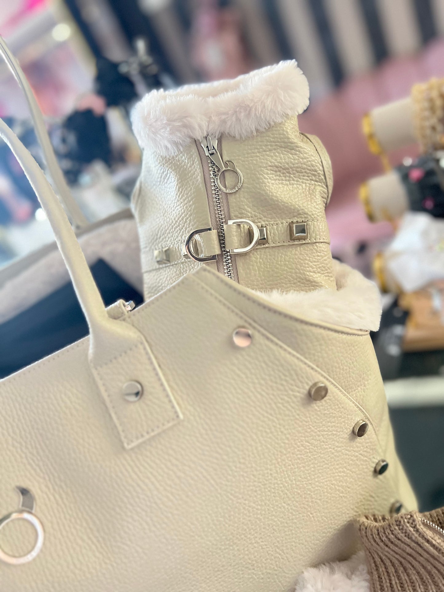 Pettorina Pelle ecofur Bianca