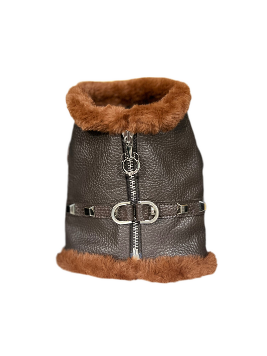 Pettorina Pelle ecofur Brown