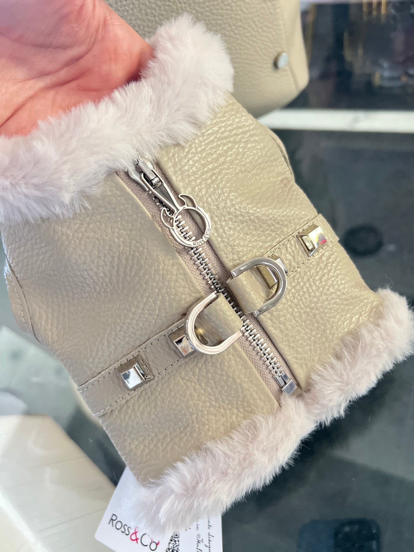 Pettorina Pelle ecofur Bianca