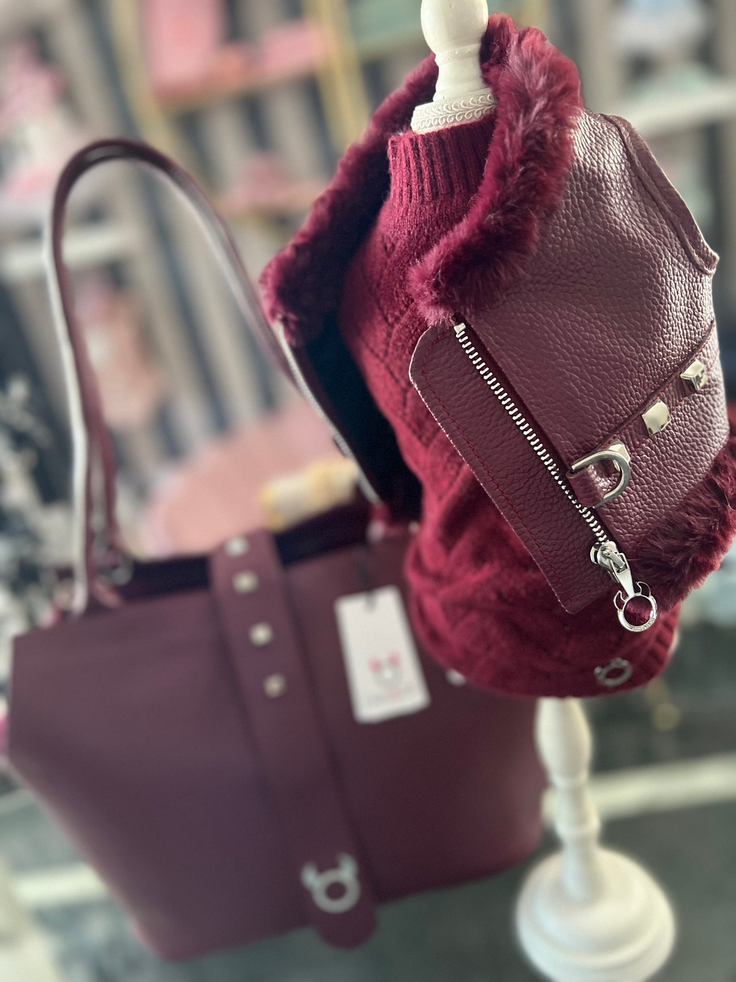 Pettorina Pelle ecofur  Borgogna