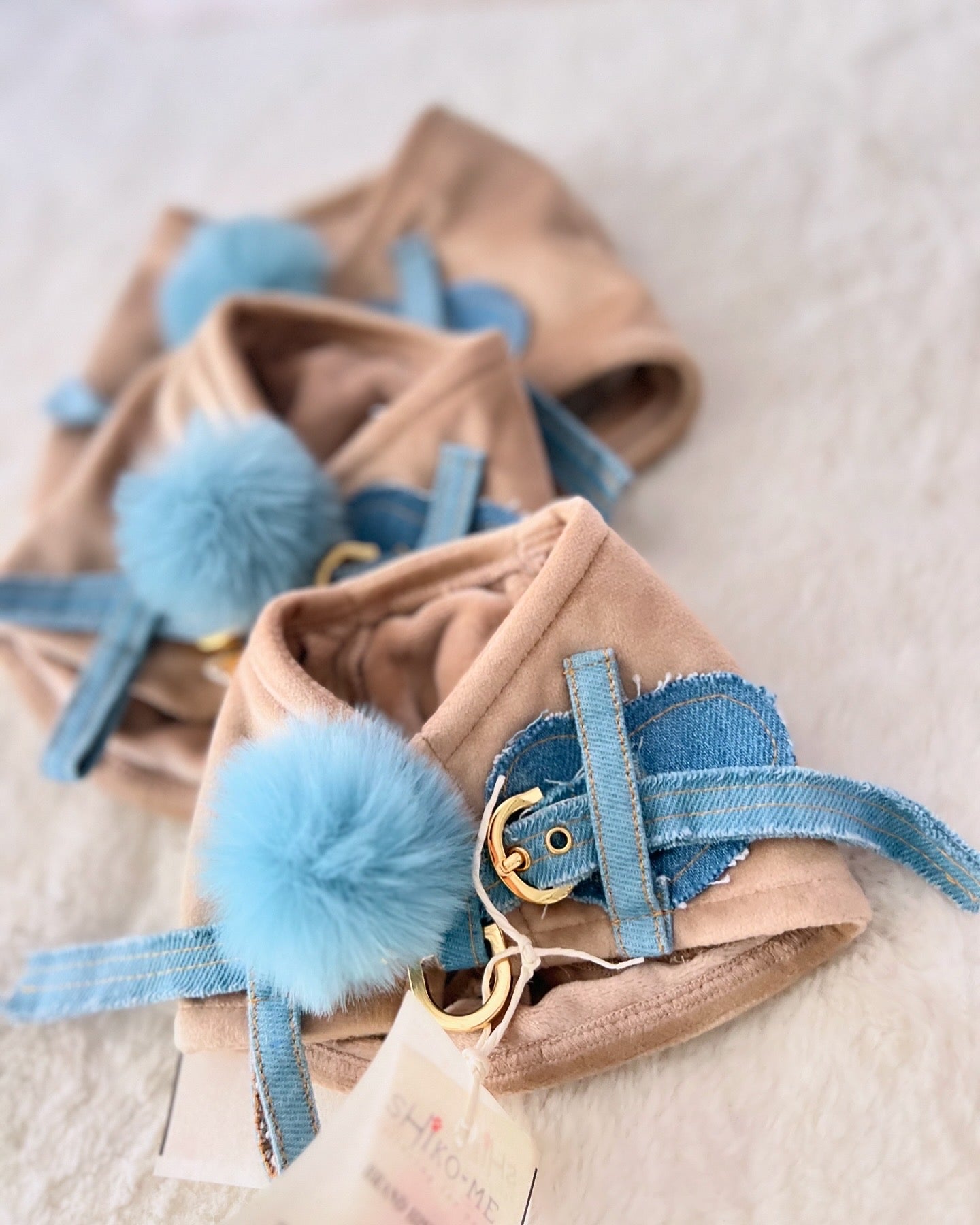 Mini Harness Special Velvet Azzurra