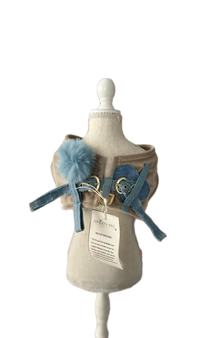 Mini Harness Special Velvet Azzurra