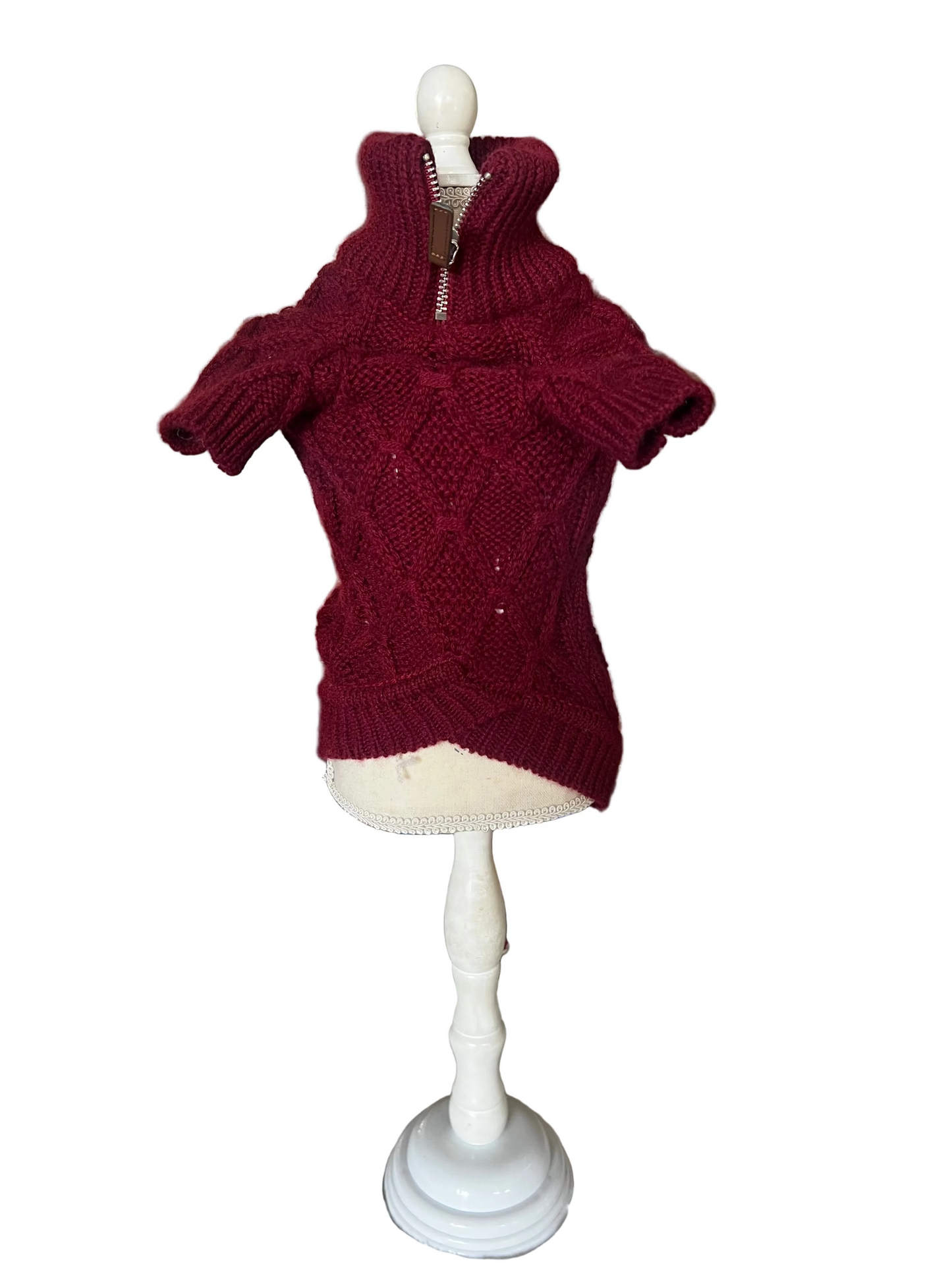 Pull cashmere zip Borgogna