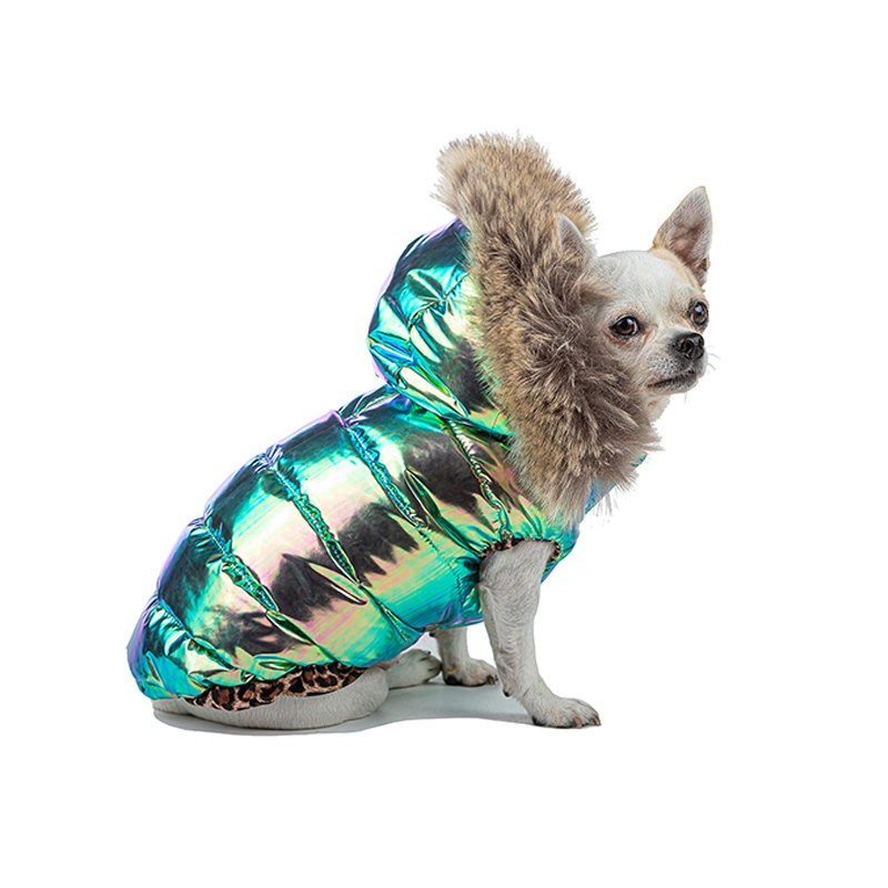 METALLIC PUFFER JACKET Raimbow Green